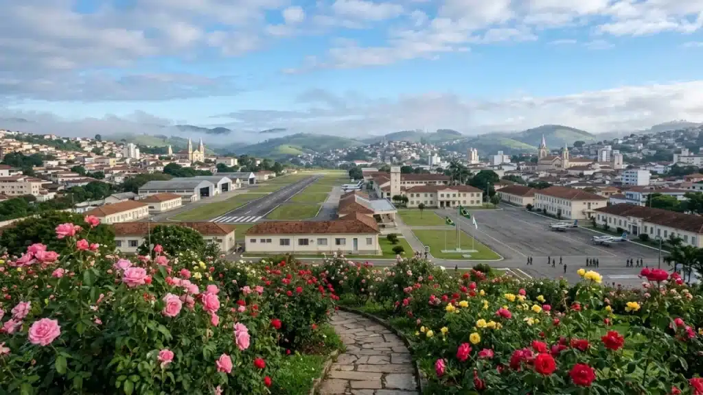 Foto da cidade de Barbacena, Minas Gerais, com flores e rosas. Foto: Reprodução/Revista Oeste